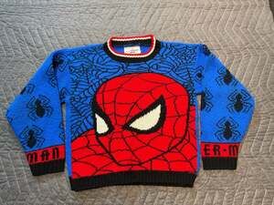 Vintage 1995 Marvel Spiderman Knit Sweater Large 7 Made in USA